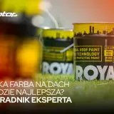 Farby na dach ranking: Puszki z farbą Royal na trawie. Jaka farba na dach będzie najlepsza? Poradnik eksperta.