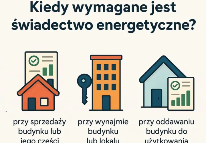 Kiedy świadectwo energetyczne jest obowiązkowe? Przy sprzedaży, wynajmie budynku lub lokalu, a także przy oddawaniu budynku do użytkowania.