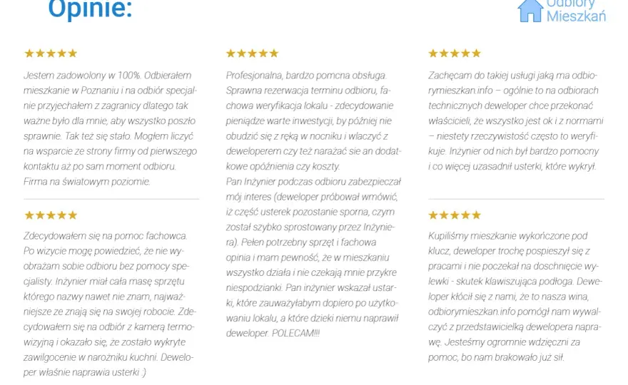 Ranking firm wykonujących odbiory mieszkań - Rzeszów