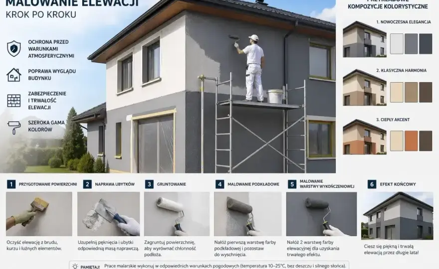 Malowanie elewacji krok po kroku - farba, koszty i trwałość