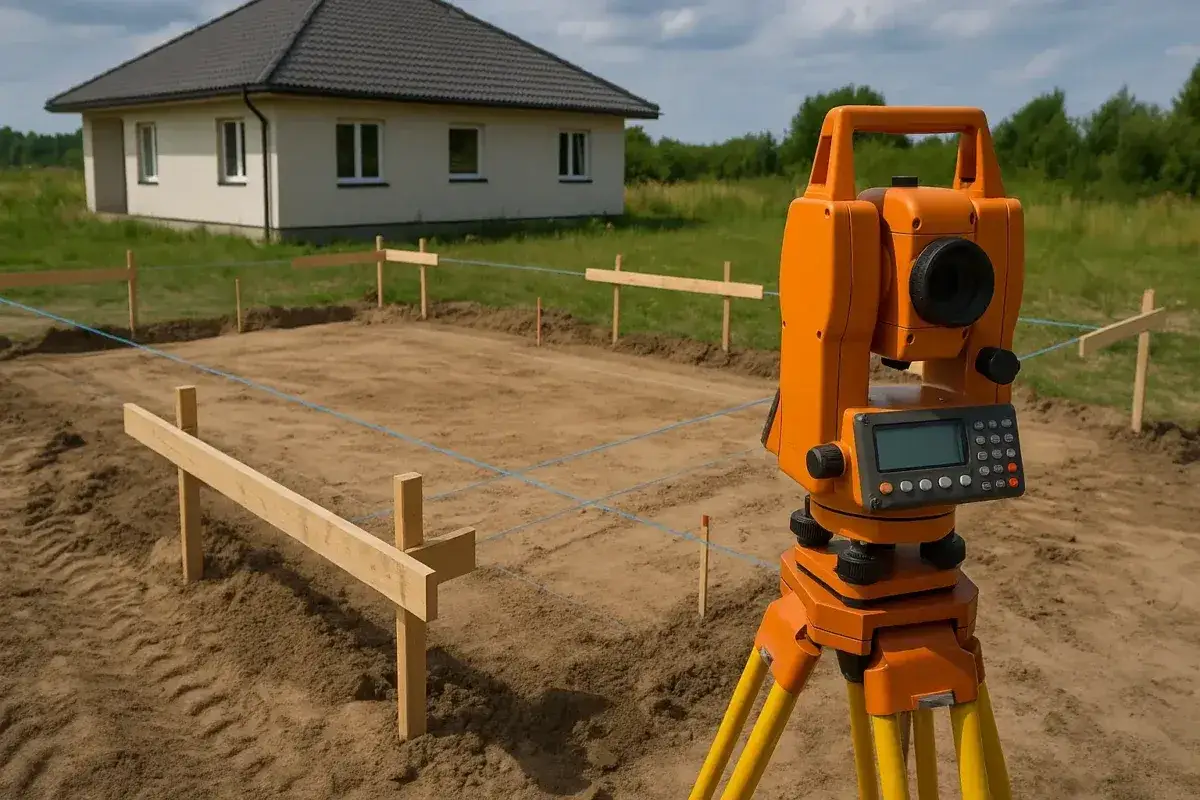 Precyzyjne wyznaczanie fundamentów domu z pomocą geodety. Sprawdź, ile kosztuje geodeta, by mieć pewność co do wymiarów działki.